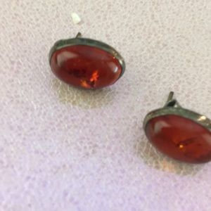 Amber silver earrings
